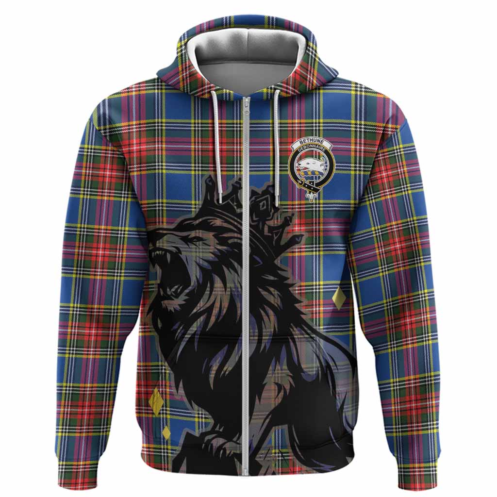 Bethune Tartan Family Crest Hoodie Crowned Lion Roaring
