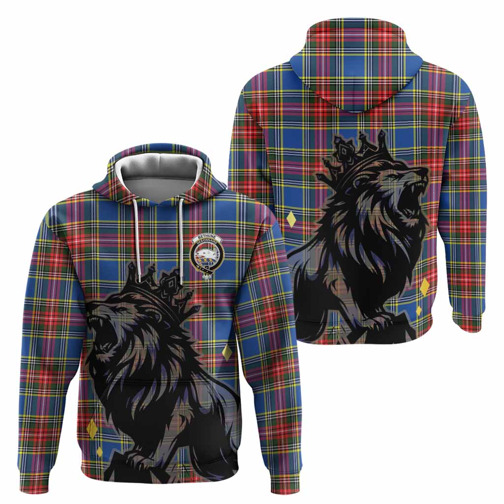 Bethune Tartan Family Crest Hoodie Crowned Lion Roaring