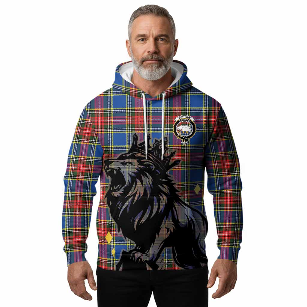 Bethune Tartan Family Crest Hoodie Crowned Lion Roaring