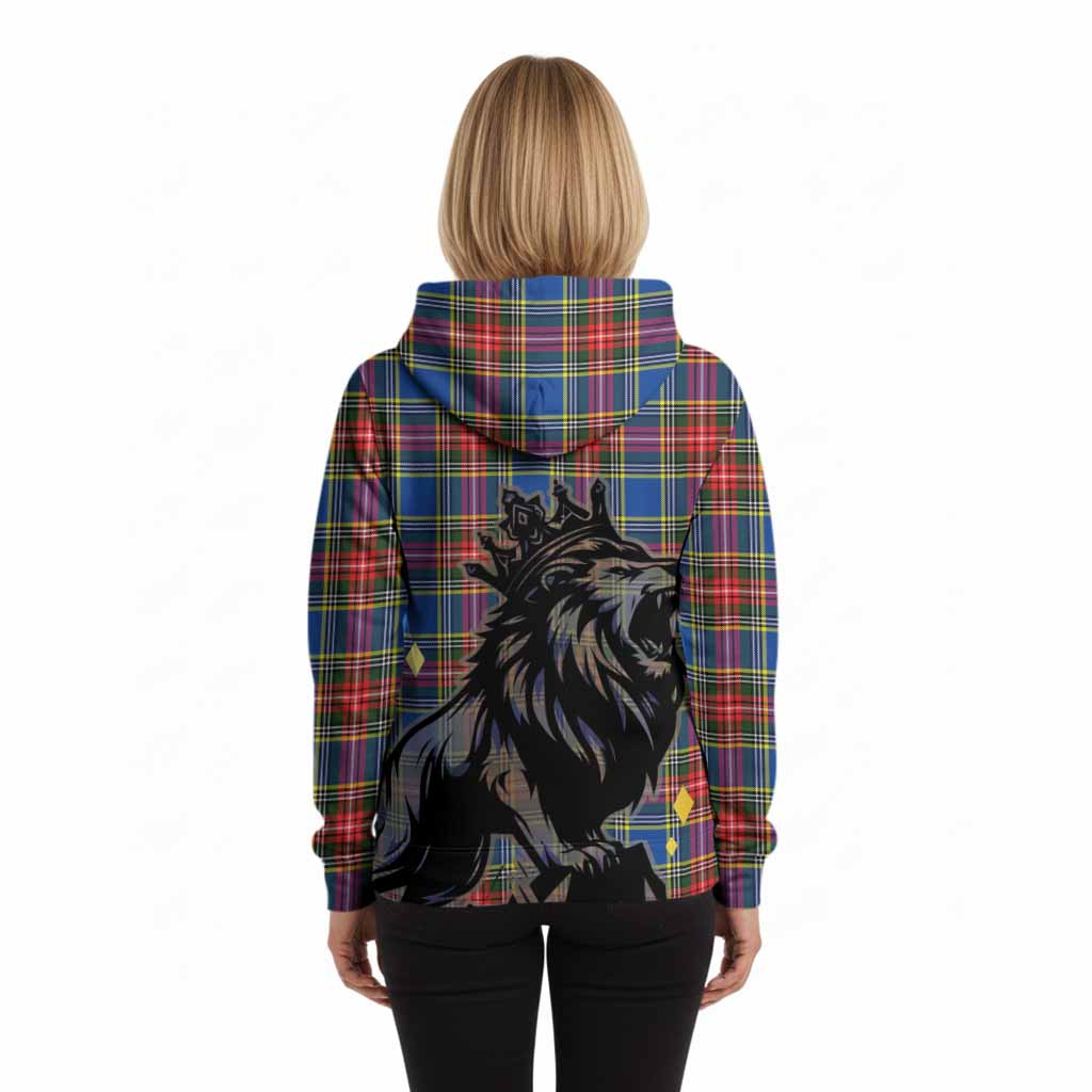 Bethune Tartan Family Crest Hoodie Crowned Lion Roaring
