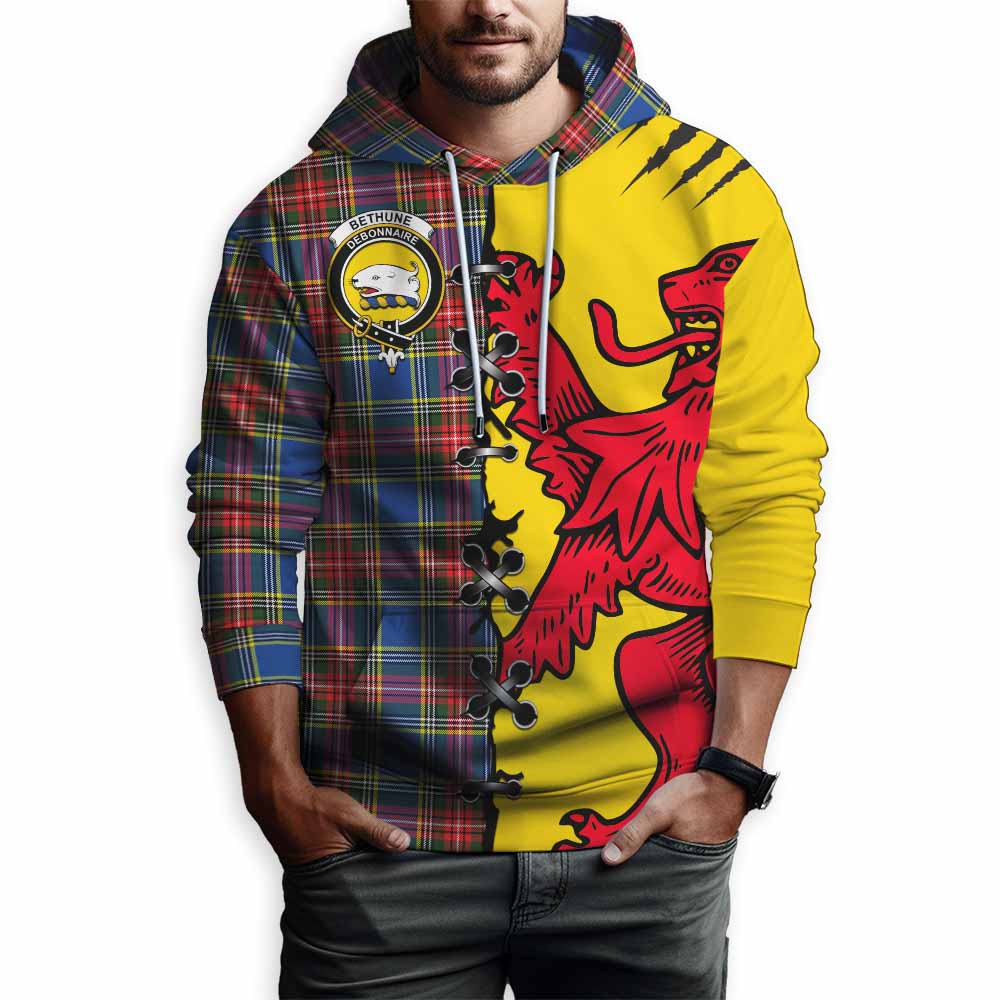 Bethune Tartan Family Crest Hoodie Lion Rampant Honor - Tartan Vibes Clothing