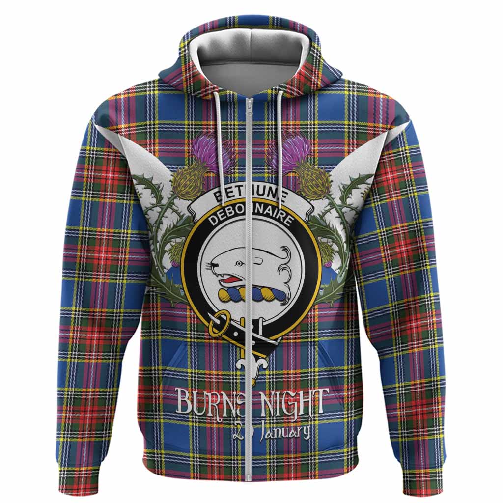 Bethune Tartan Family Crest Hoodie Scottish Burns Night Thistle Floral