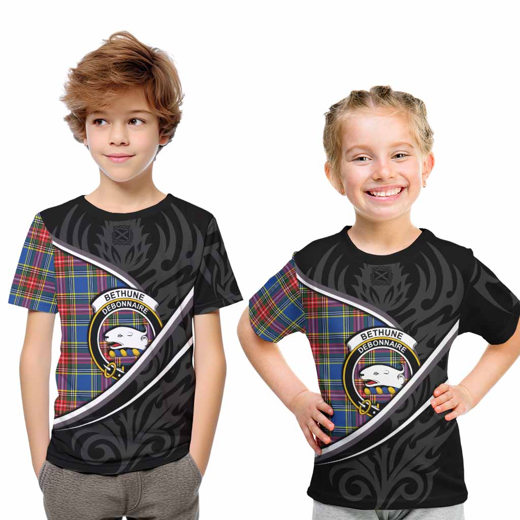 Bethune Tartan Family Crest Kid T-shirt Celtic Scottish Thistle Floral - Tartan Vibes Clothing