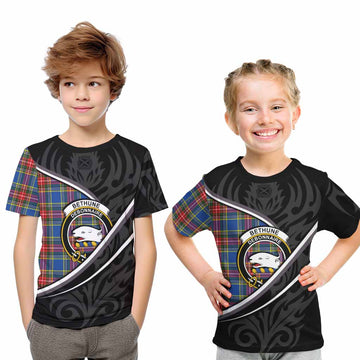 Bethune Tartan Family Crest Kid T-shirt Celtic Scottish Thistle Floral - Tartan Vibes Clothing
