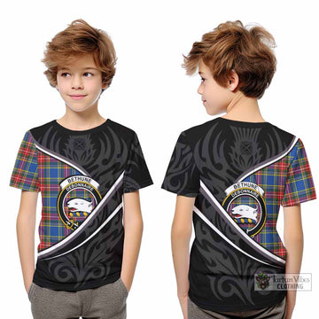 Bethune Tartan Family Crest Kid T-shirt Celtic Scottish Thistle Floral - Tartan Vibes Clothing