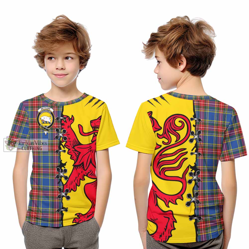 Bethune Tartan Family Crest Kid T-shirt Lion Rampant Honor - Tartan Vibes Clothing