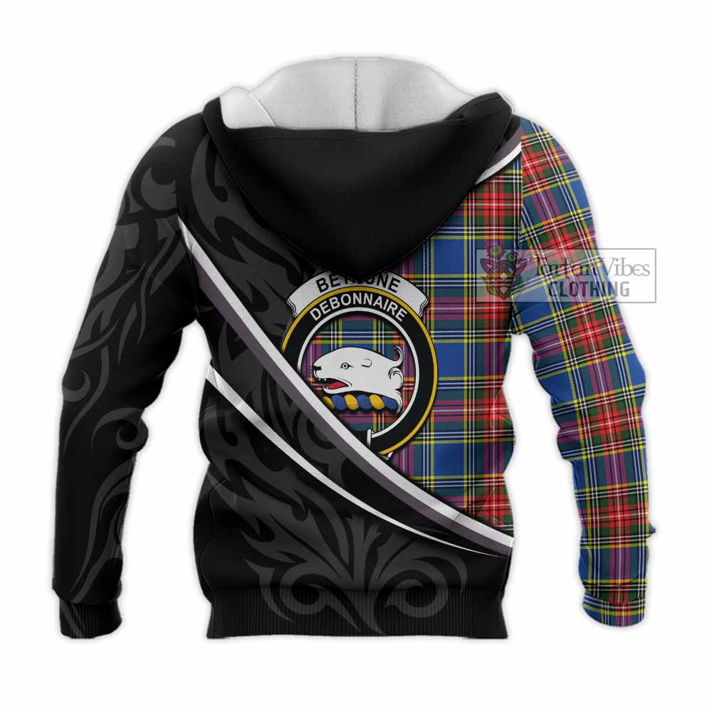 Bethune Tartan Family Crest Knitted Hoodie Celtic Scottish Thistle Floral - Tartan Vibes Clothing