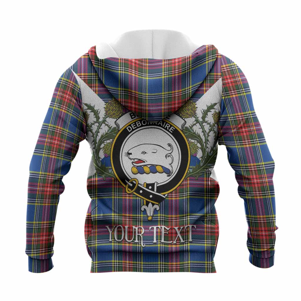 Bethune Tartan Family Crest Knitted Hoodie Scottish Burns Night Thistle Floral