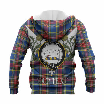 Bethune Tartan Family Crest Knitted Hoodie Scottish Burns Night Thistle Floral
