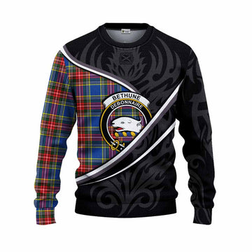 Bethune Tartan Family Crest Knitted Sweater Celtic Scottish Thistle Floral - Tartan Vibes Clothing