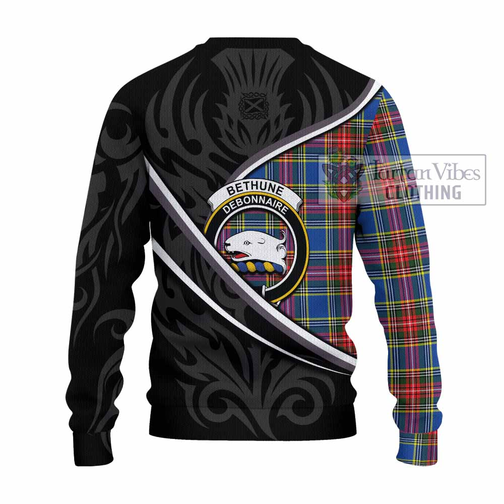 Bethune Tartan Family Crest Knitted Sweater Celtic Scottish Thistle Floral - Tartan Vibes Clothing