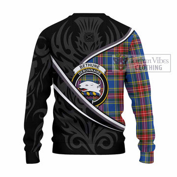 Bethune Tartan Family Crest Knitted Sweater Celtic Scottish Thistle Floral - Tartan Vibes Clothing