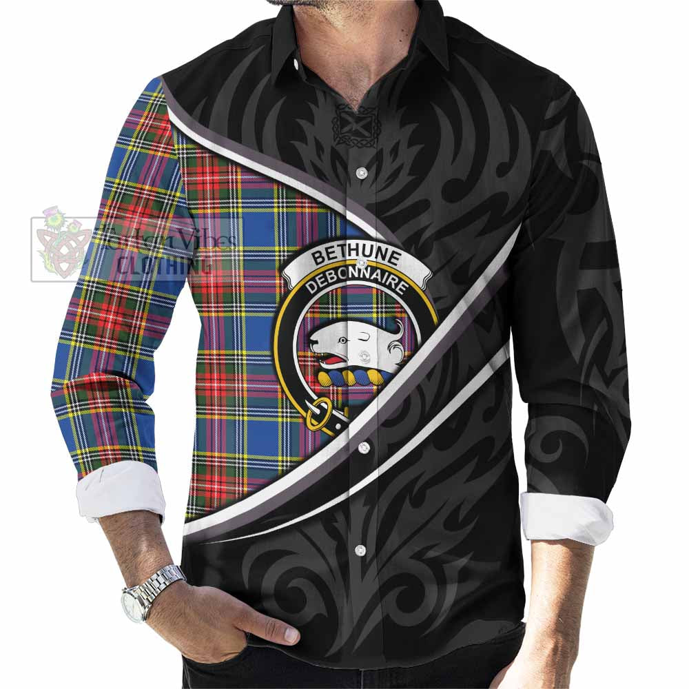 Bethune Tartan Family Crest Long Sleeve Button Shirts Celtic Scottish Thistle Floral - Tartan Vibes Clothing