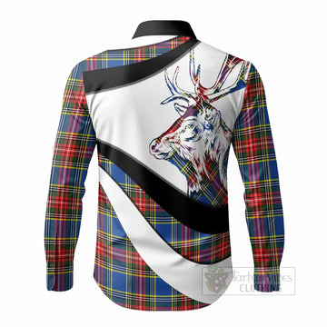 Bethune Tartan Family Crest Long Sleeve Button Shirts Scottish Red Deer Curves Style