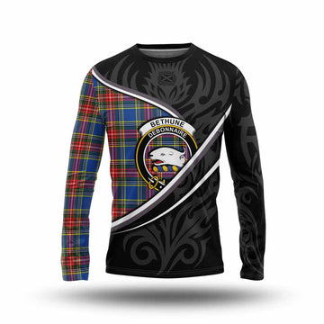 Bethune Tartan Family Crest Long Sleeve T-Shirt Celtic Scottish Thistle Floral