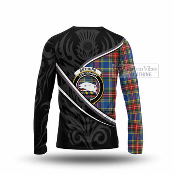 Bethune Tartan Family Crest Long Sleeve T-Shirt Celtic Scottish Thistle Floral