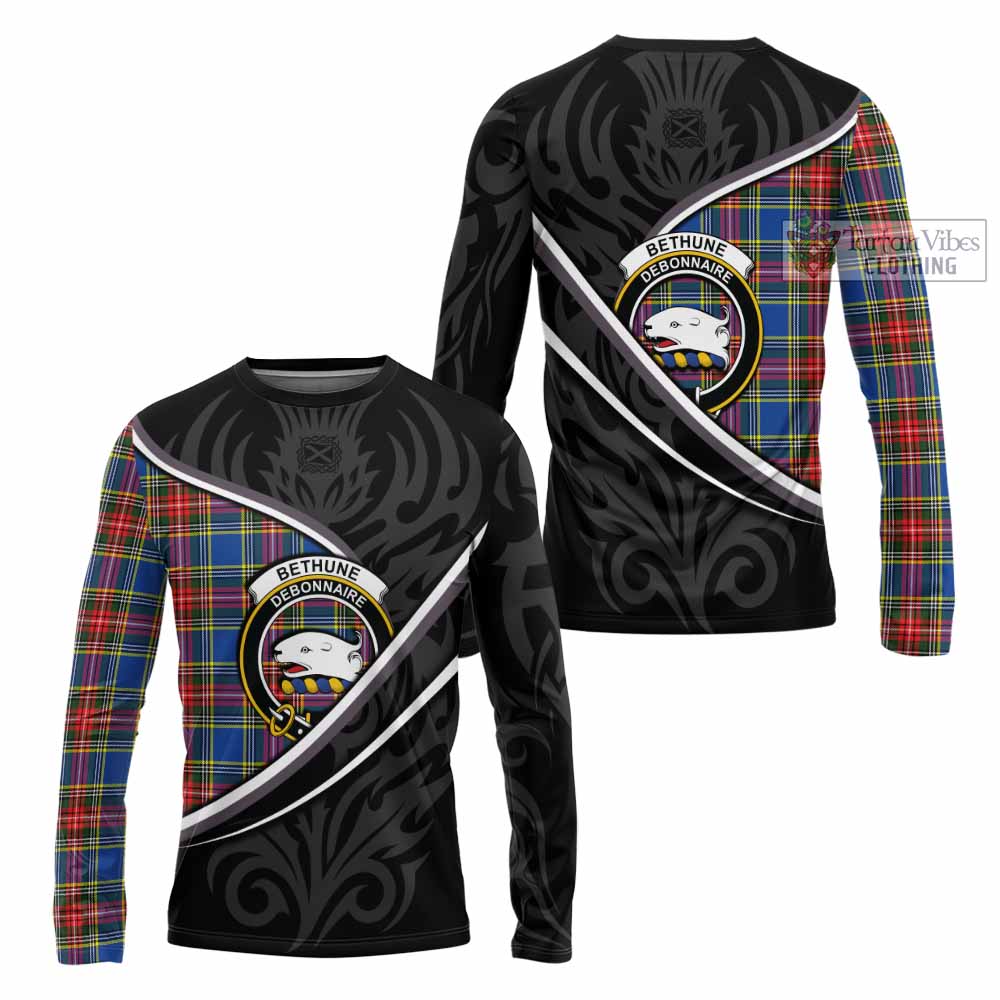 Bethune Tartan Family Crest Long Sleeve T-Shirt Celtic Scottish Thistle Floral - Tartan Vibes Clothing