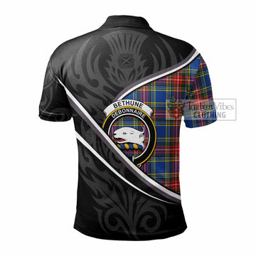 Bethune Tartan Family Crest Polo Shirt Celtic Scottish Thistle Floral