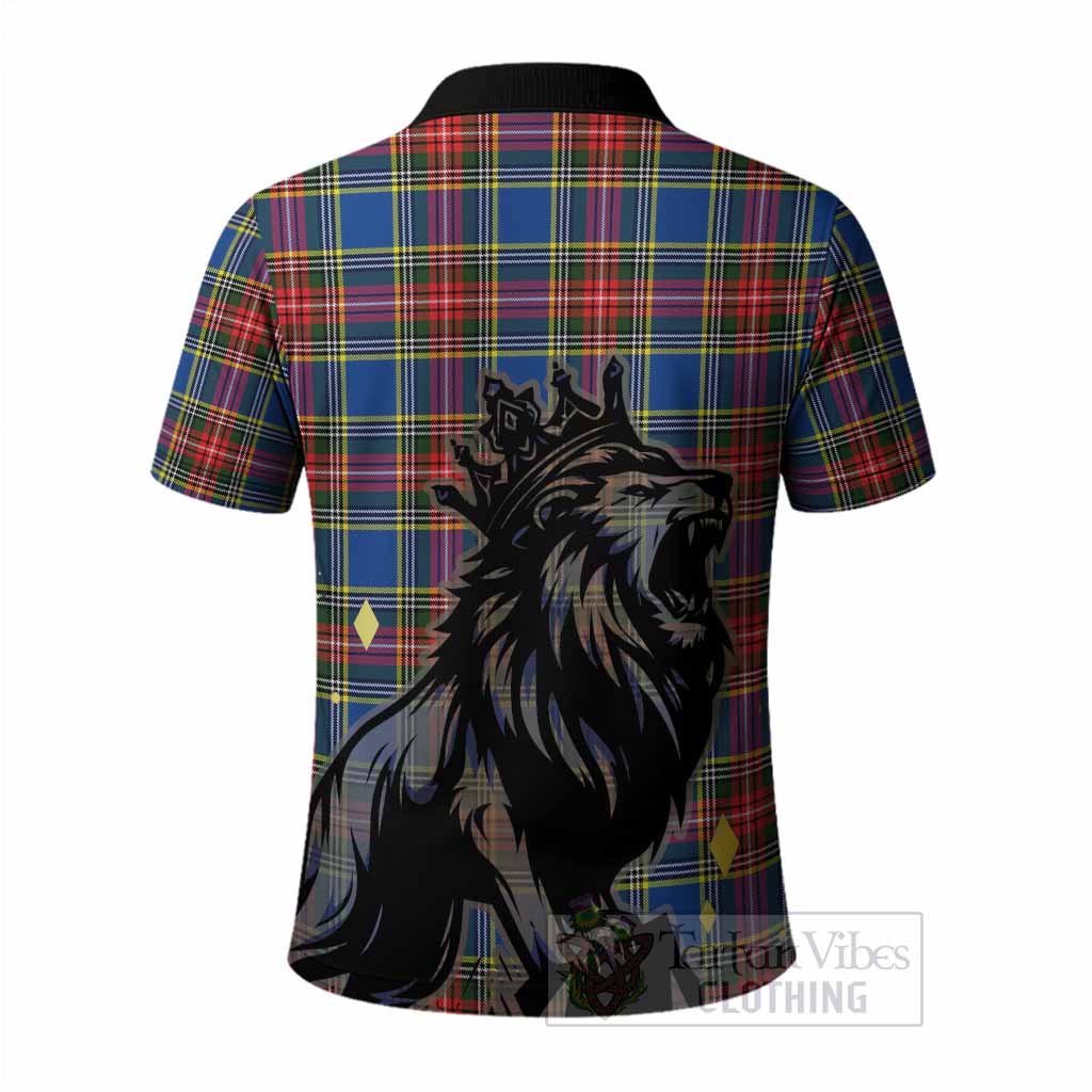 Bethune Tartan Family Crest Polo Shirt Crowned Lion Roaring