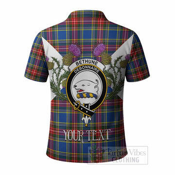 Bethune Tartan Family Crest Polo Shirt Scottish Burns Night Thistle Floral