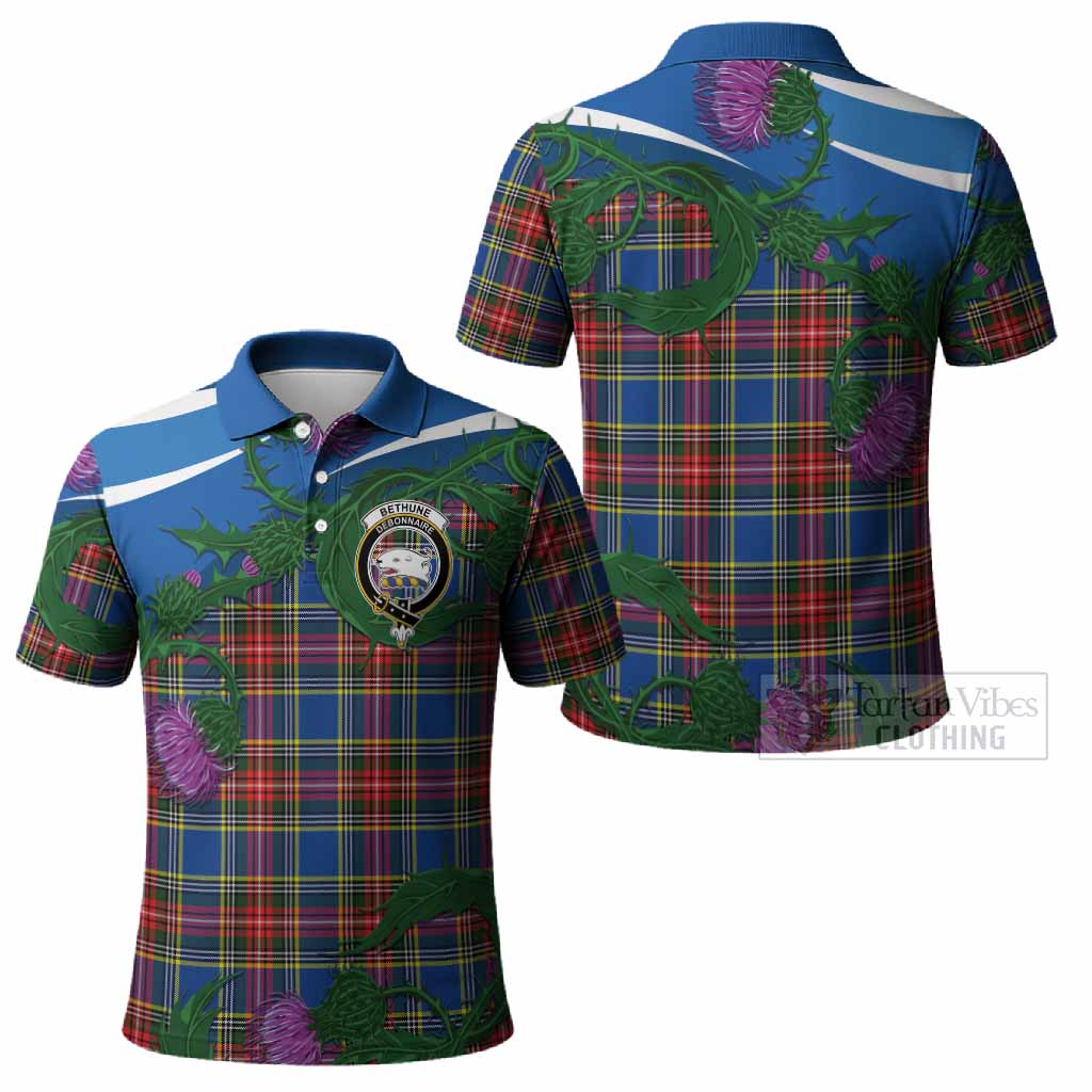 Bethune Tartan Family Crest Polo Shirt Thistle in Minimalism