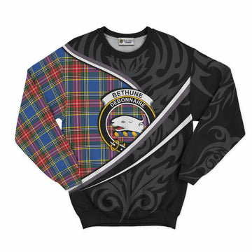 Bethune Tartan Family Crest Sweatshirt Celtic Scottish Thistle Floral