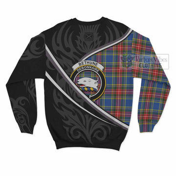Bethune Tartan Family Crest Sweatshirt Celtic Scottish Thistle Floral