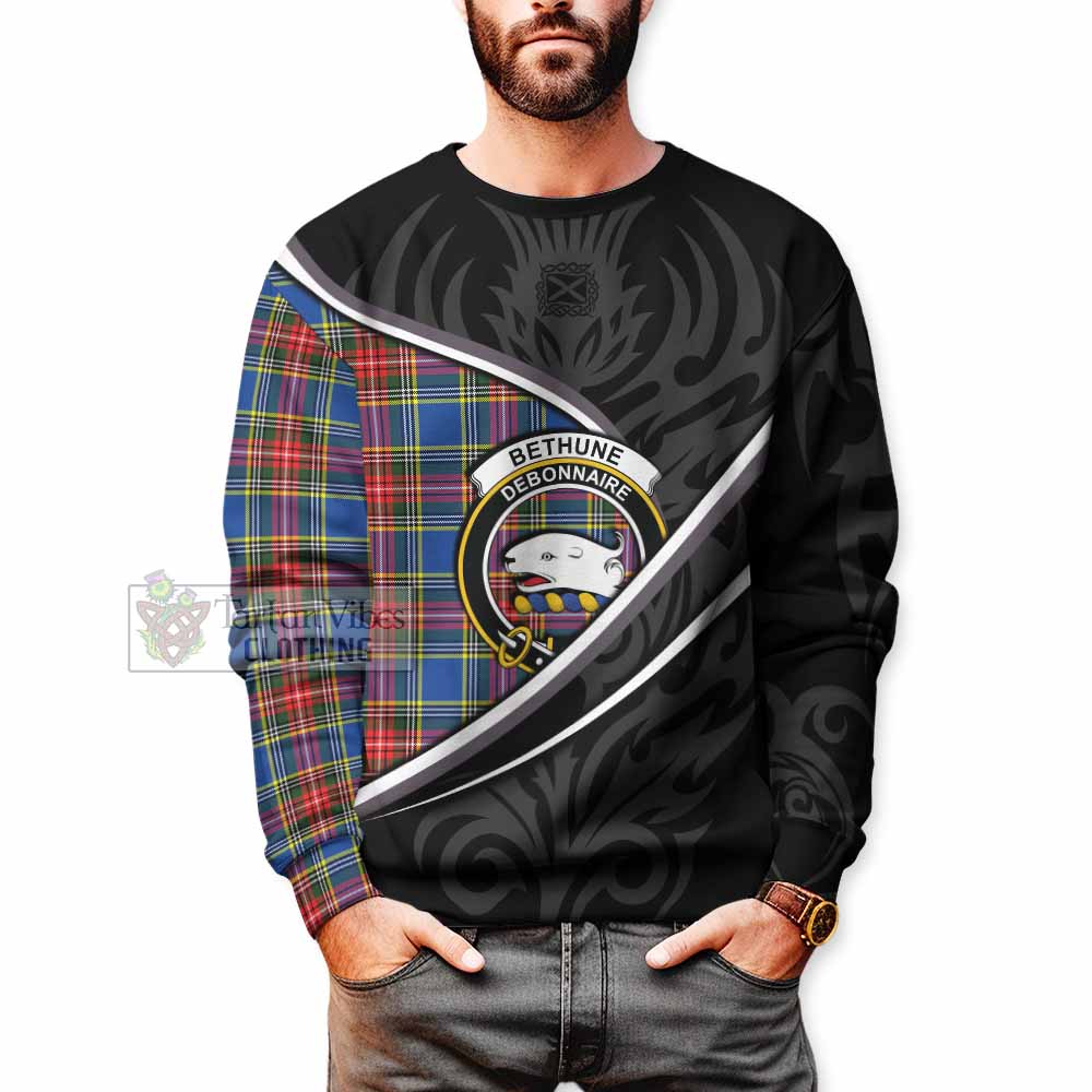 Bethune Tartan Family Crest Sweatshirt Celtic Scottish Thistle Floral - Tartan Vibes Clothing