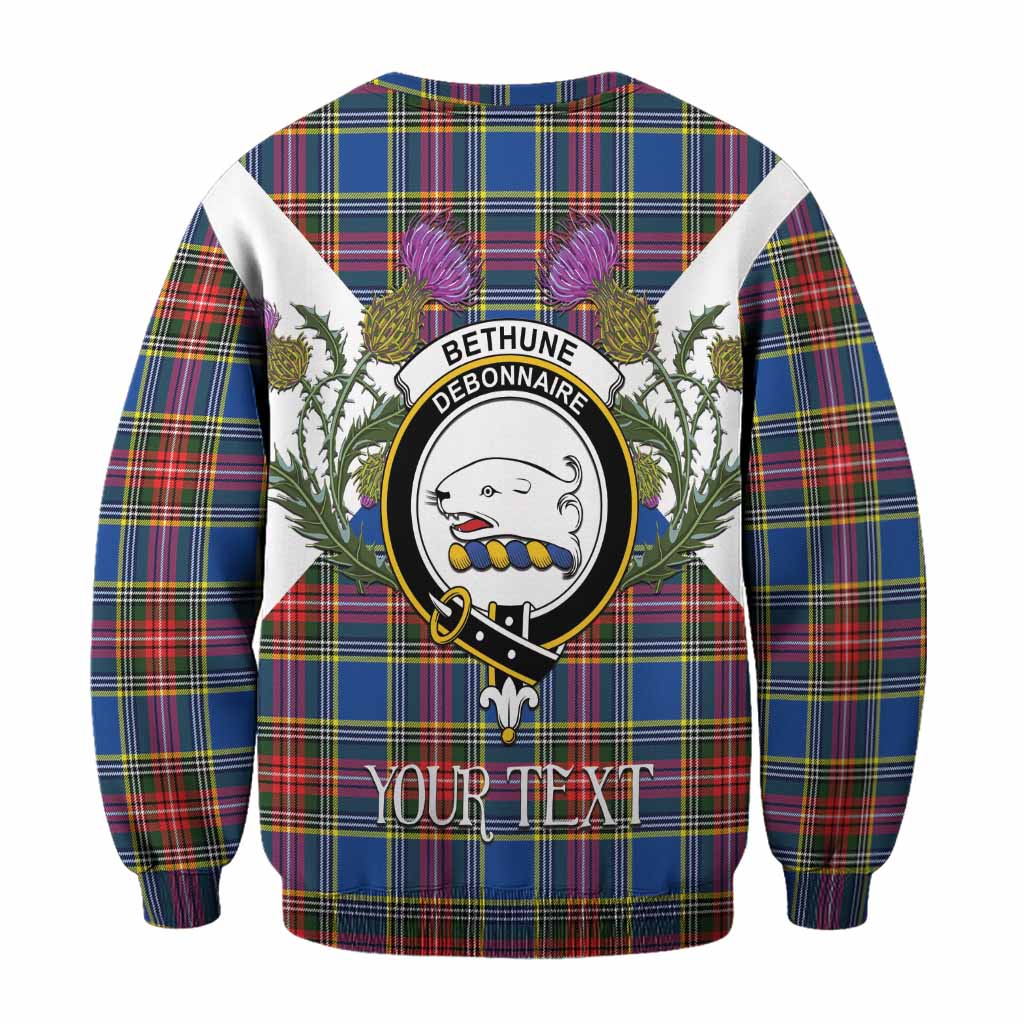 Bethune Tartan Family Crest Sweatshirt Scottish Burns Night Thistle Floral