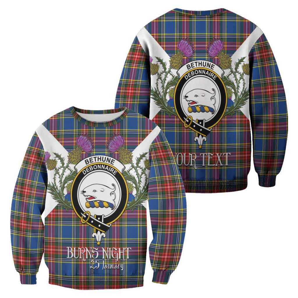 Bethune Tartan Family Crest Sweatshirt Scottish Burns Night Thistle Floral