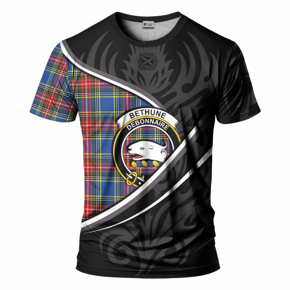 Bethune Tartan Family Crest T-shirt Celtic Scottish Thistle Floral - Tartan Vibes Clothing