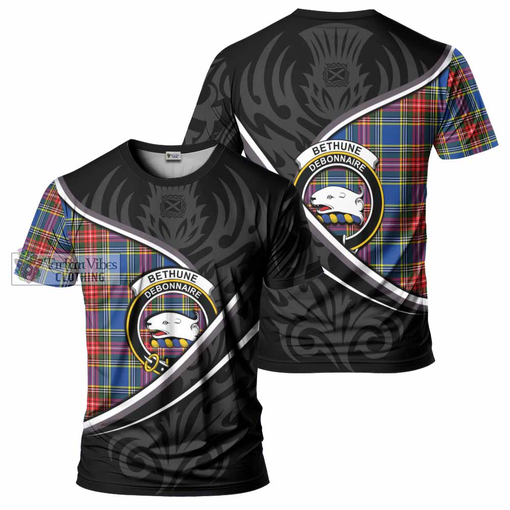 Bethune Tartan Family Crest T-shirt Celtic Scottish Thistle Floral - Tartan Vibes Clothing