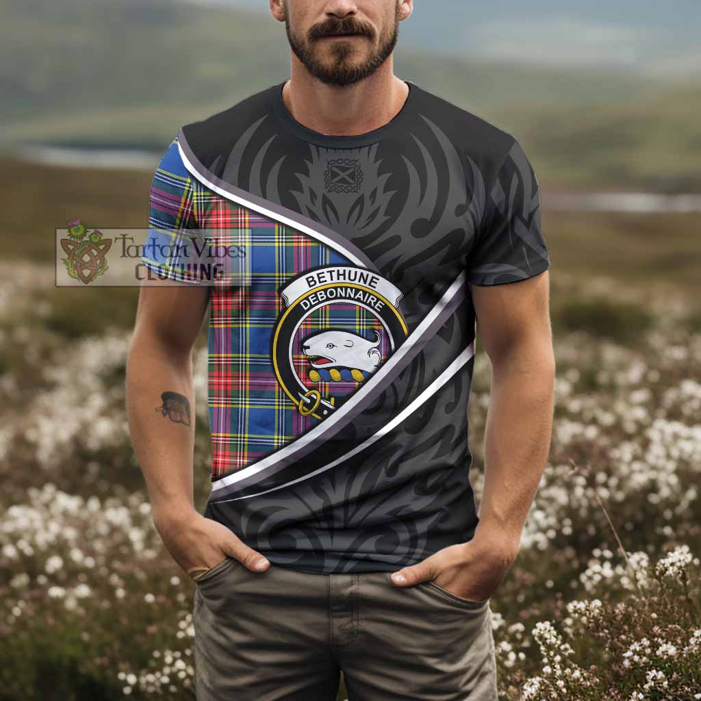 Bethune Tartan Family Crest T-shirt Celtic Scottish Thistle Floral - Tartan Vibes Clothing