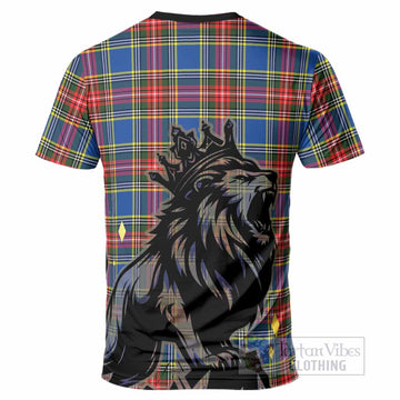 Bethune Tartan Family Crest T-Shirt Crowned Lion Roaring