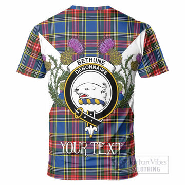 Bethune Tartan Family Crest T-Shirt Scottish Burns Night Thistle Floral