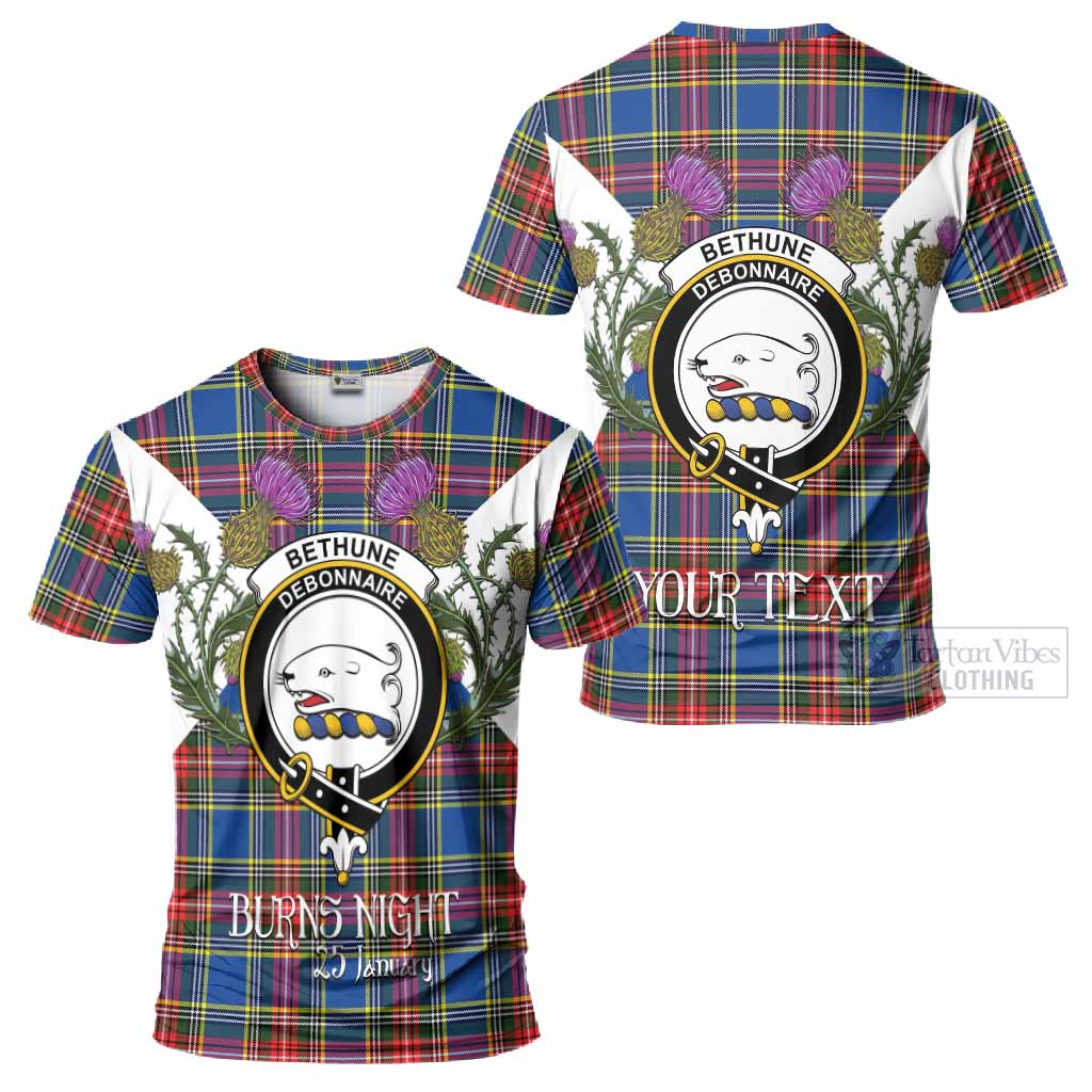 Bethune Tartan Family Crest T-Shirt Scottish Burns Night Thistle Floral