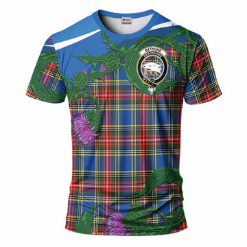 Bethune Tartan Family Crest T-Shirt Thistle in Minimalism
