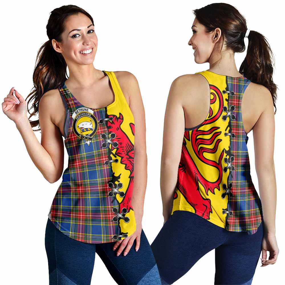 Bethune Tartan Family Crest Women Racerback Tanks Lion Rampant Honor - Tartan Vibes Clothing
