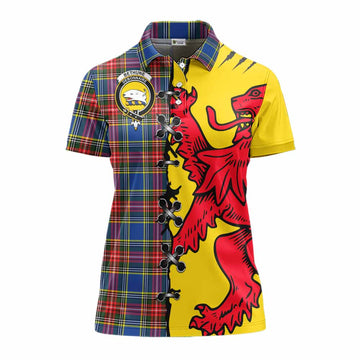Bethune Tartan Family Crest Women's Polo Shirt Lion Rampant Honor