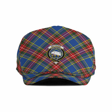 Bethune Tartan Flat Cap, Jeff Cap Cross Style with Family Crest
