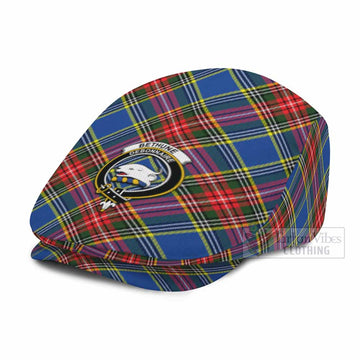 Bethune Tartan Flat Cap, Jeff Cap Cross Style with Family Crest