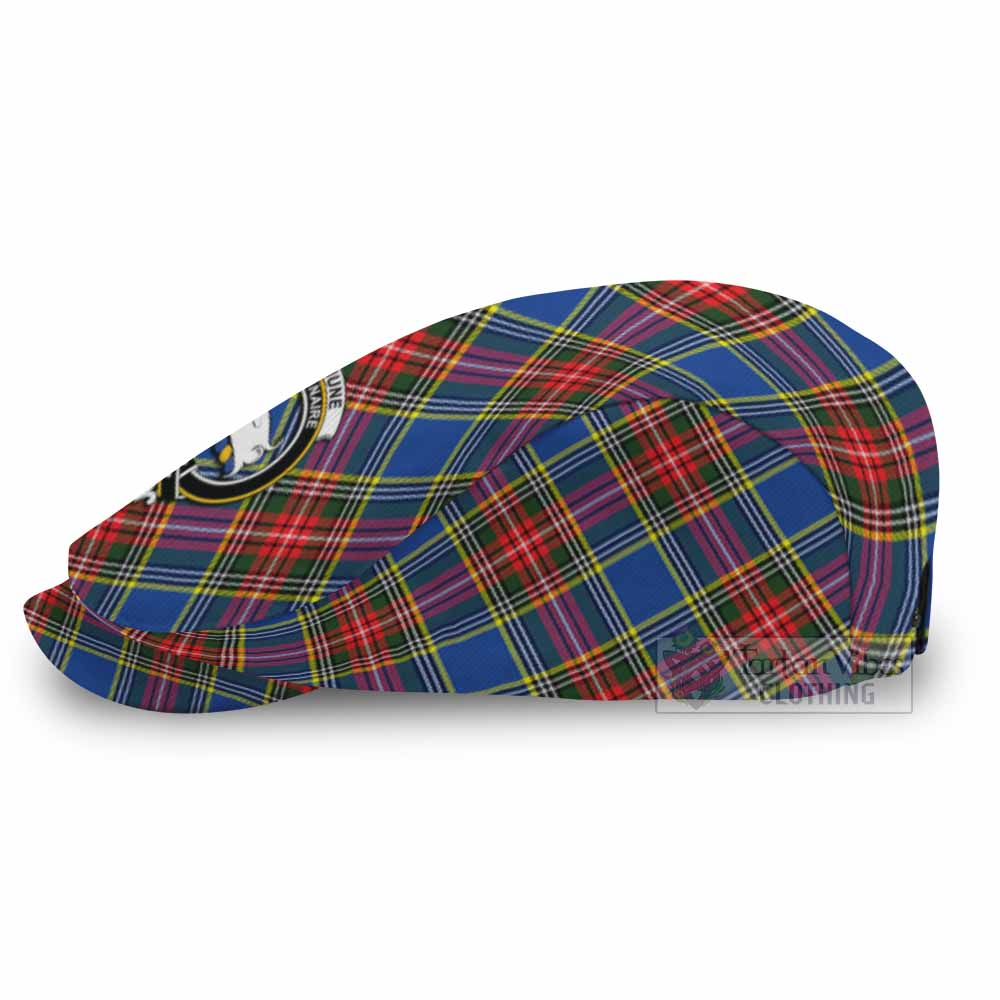 Bethune Tartan Flat Cap, Jeff Cap Cross Style with Family Crest - Tartan Vibes Clothing