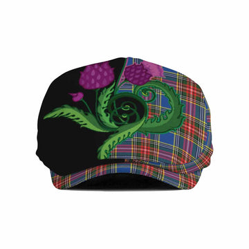 Bethune Tartan Flat Cap, Jeff Cap Traditional Scottish Thistle