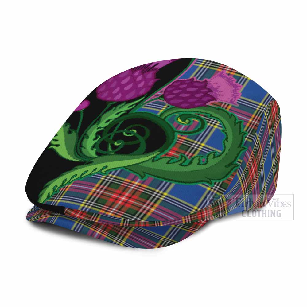 Bethune Tartan Flat Cap, Jeff Cap Traditional Scottish Thistle