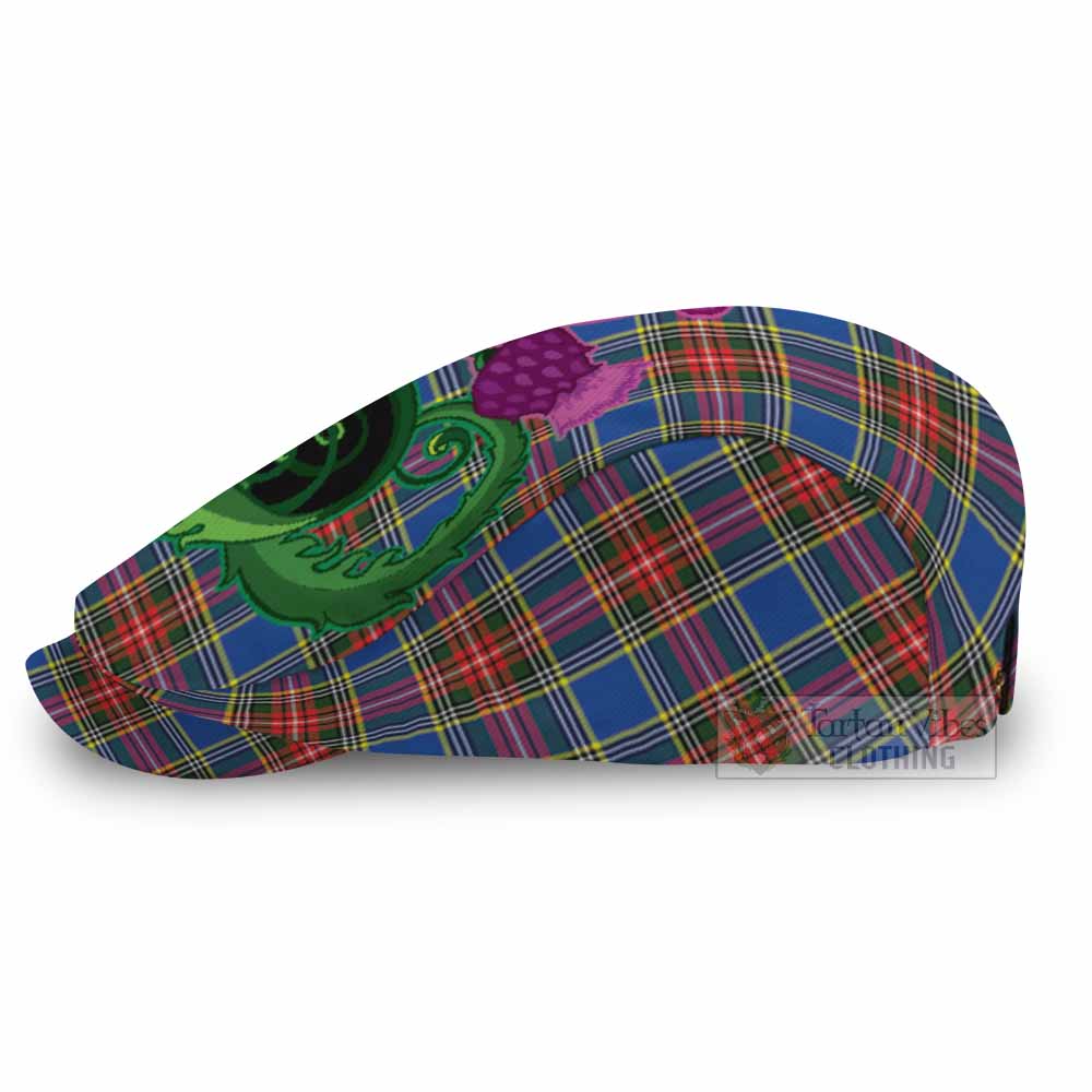 Bethune Tartan Flat Cap, Jeff Cap Traditional Scottish Thistle