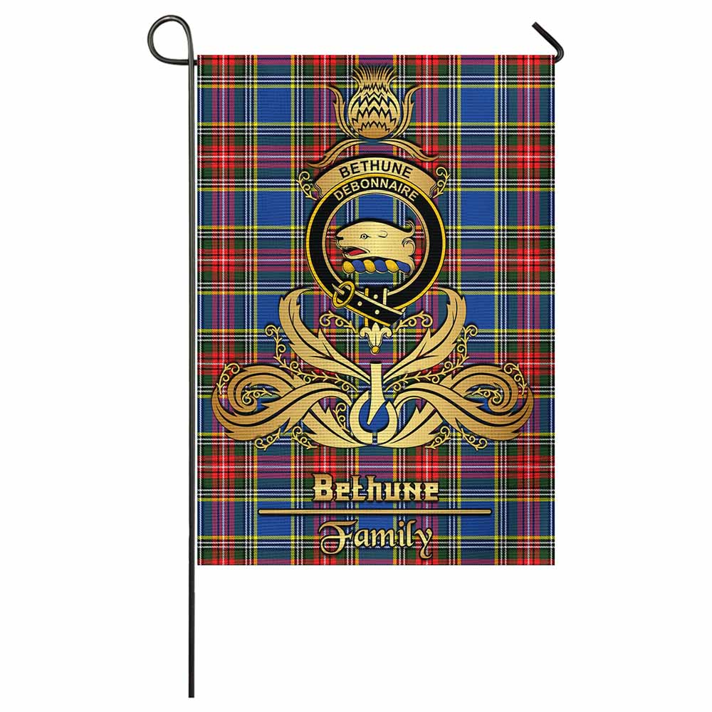 Bethune Tartan Garden Flag with Highland Thistle Cherish Family Crest Style - Tartan Vibes Clothing