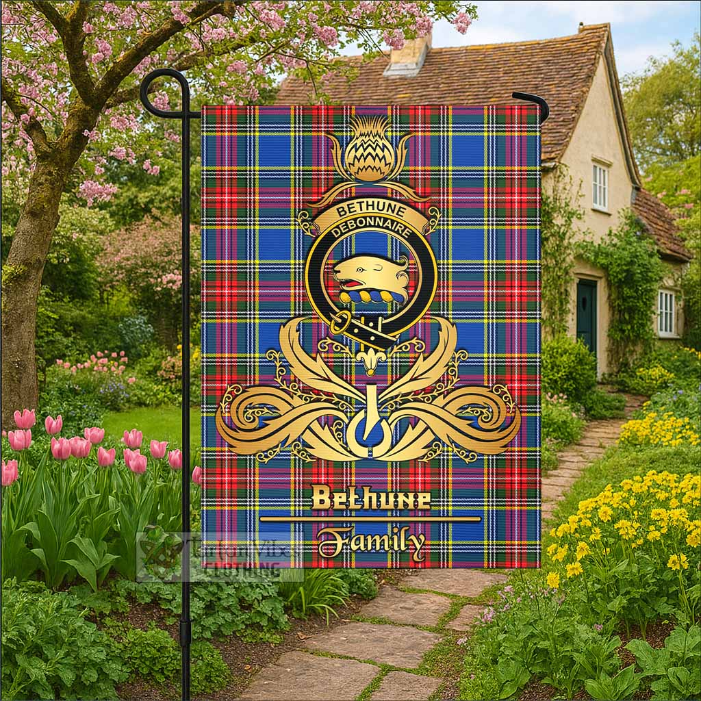 Bethune Tartan Garden Flag with Highland Thistle Cherish Family Crest Style - Tartan Vibes Clothing