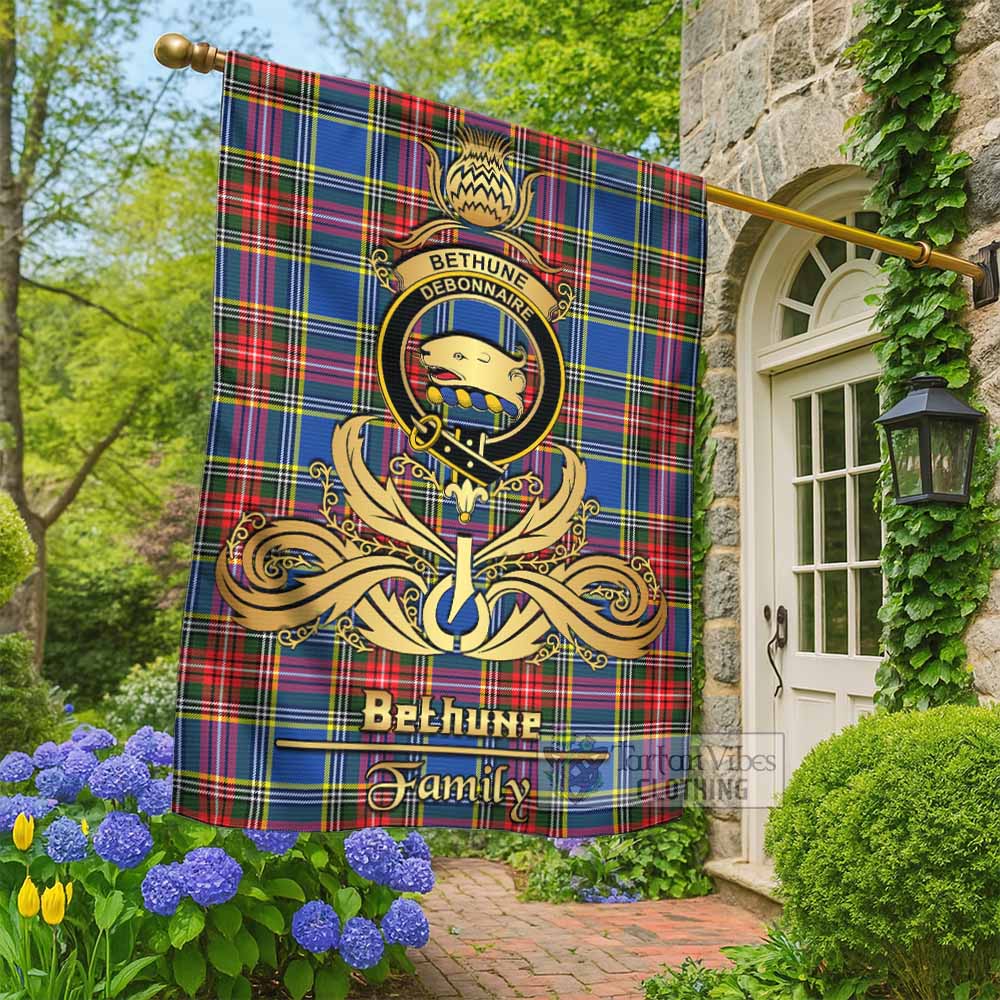 Bethune Tartan Garden Flag with Highland Thistle Cherish Family Crest Style - Tartan Vibes Clothing