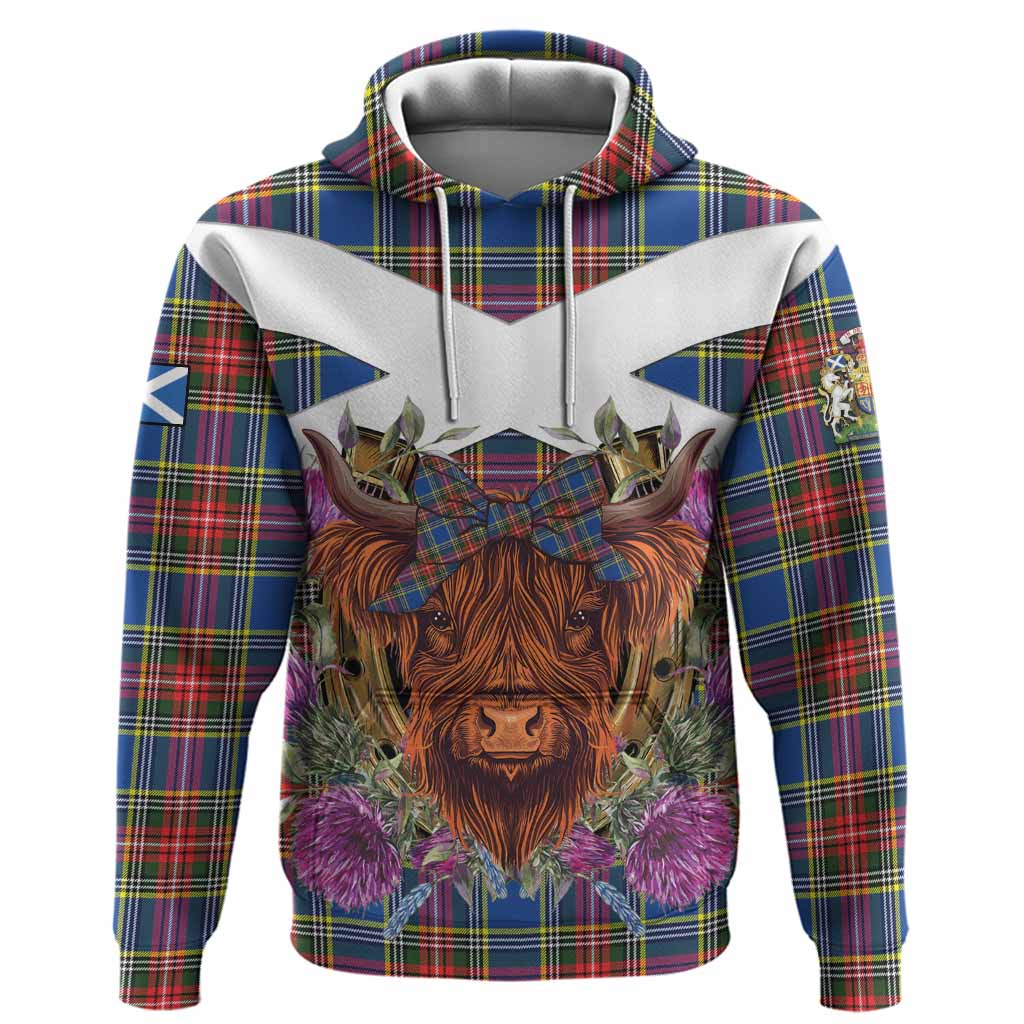 Bethune Tartan Hoodie Scottish Thistle Heilan Coo