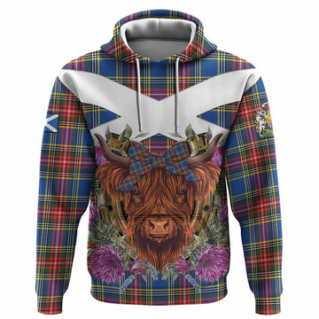Bethune Tartan Hoodie Scottish Thistle Heilan Coo